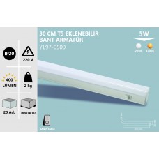 5W LED T5 EKLENEBİLİR 30CM BANT ARMATÜR BEYAZ